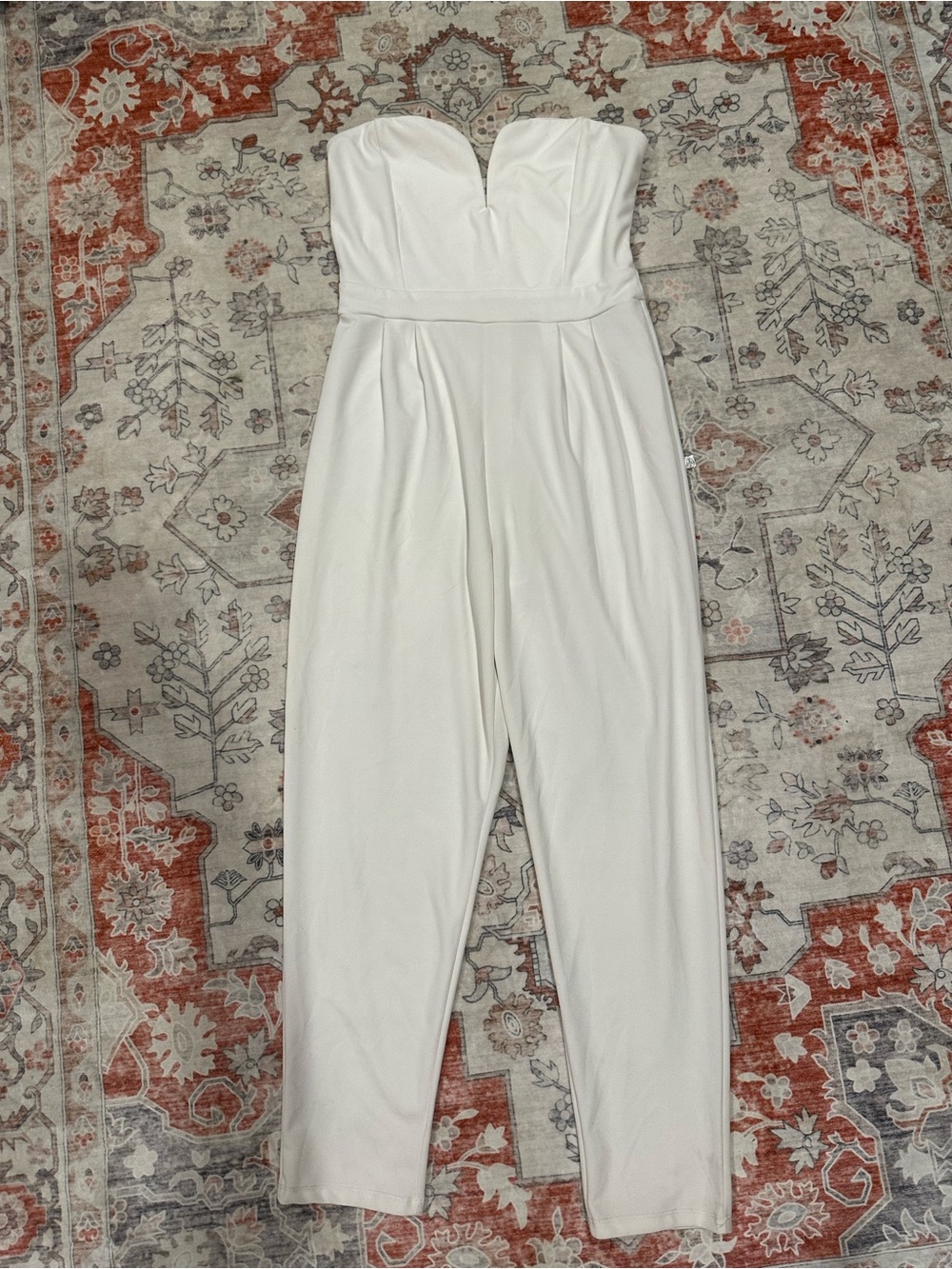 iris Strapless White Jumpsuit with Sweetheart Neckline